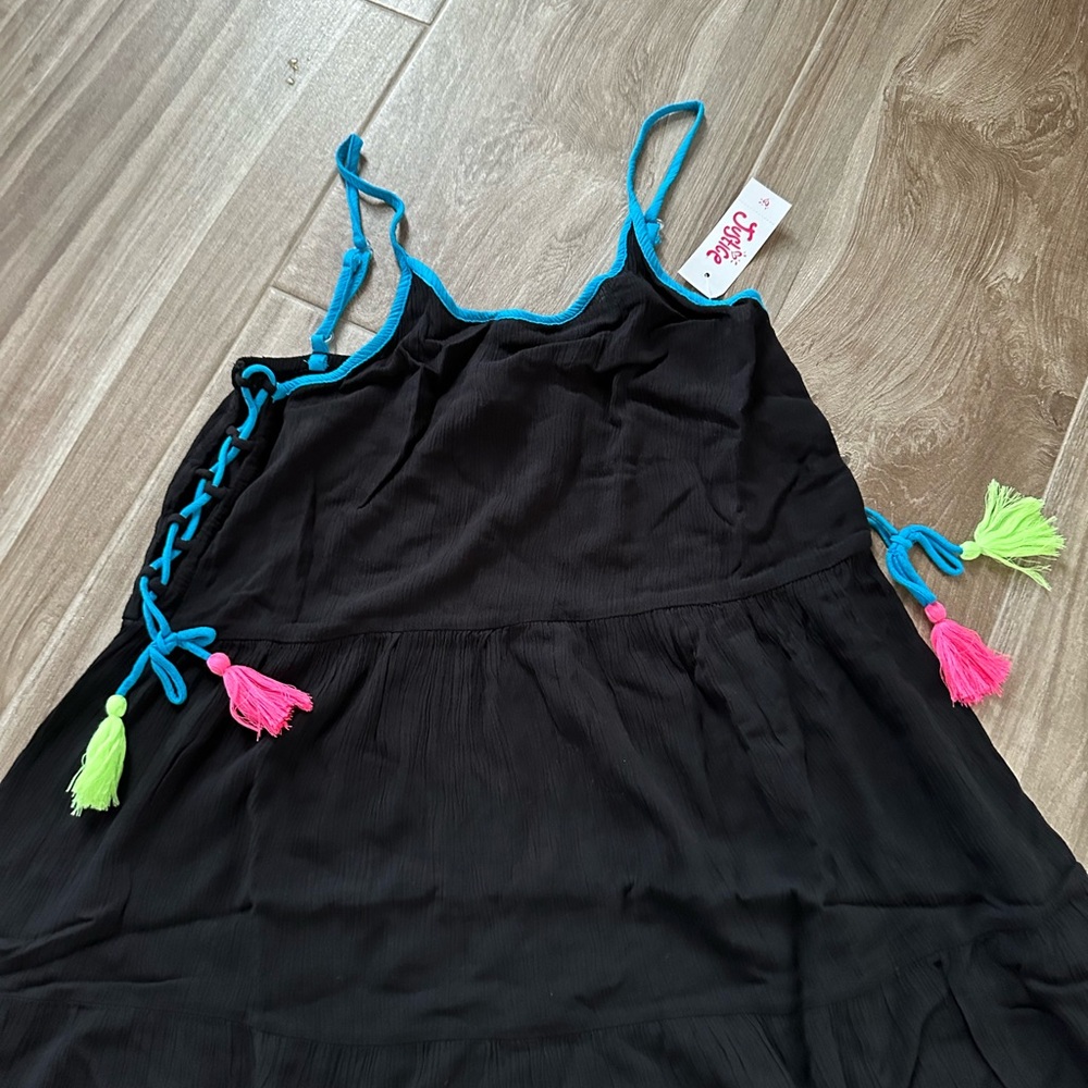 NWT Justice Beach Dress coverup with a bright side stitch, pompoms and tassels!
